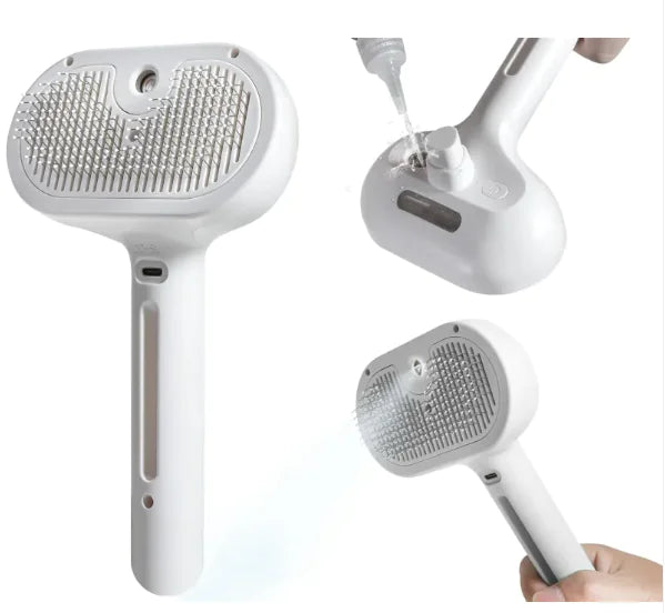 Pet Grooming Brush with Self-Cleaning & LED Light